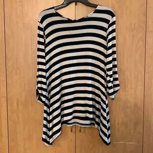 Faith & Joy 3/4 sleeve striped shirt ties in back